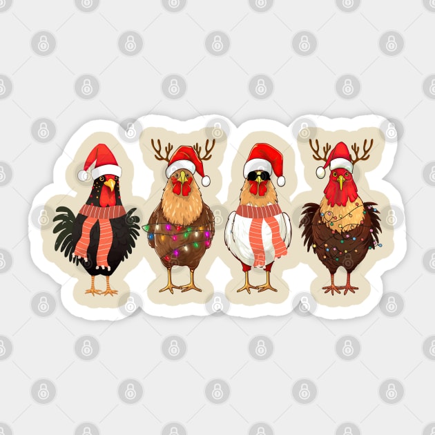 Chicken Christmas Lights Farm Animal Funny Xmas Sticker by JDVNart